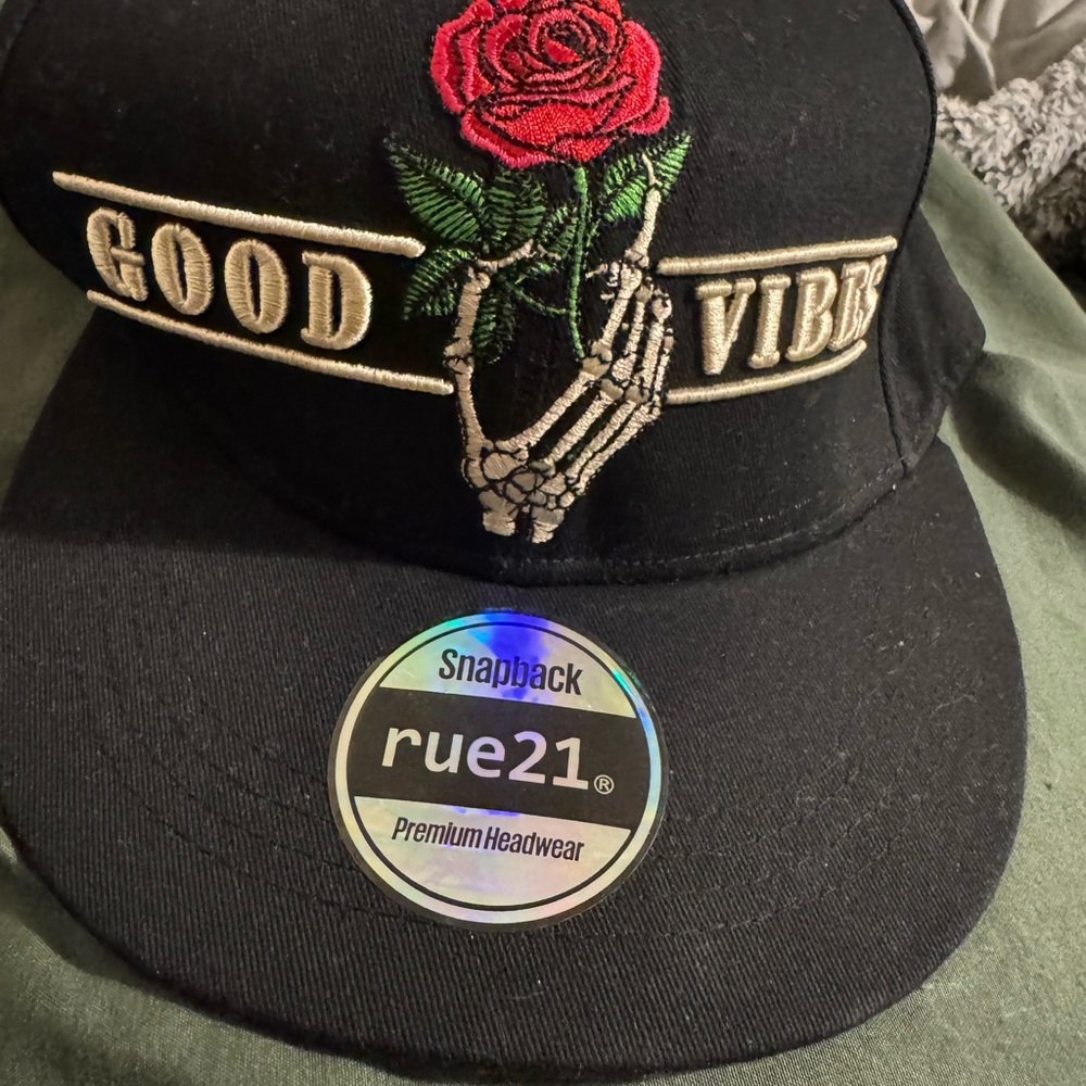 Rue21 Black Snapback with Red Rose and Skeleton Design - Picture 5 of 5